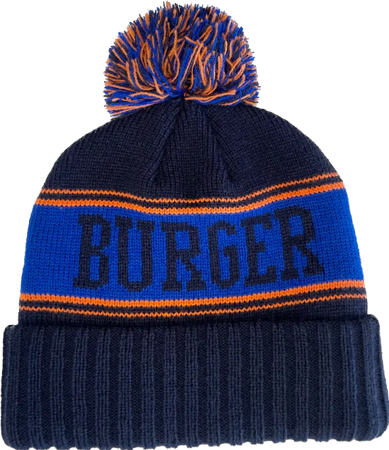 Navy Mountain Burger Pom Beanie